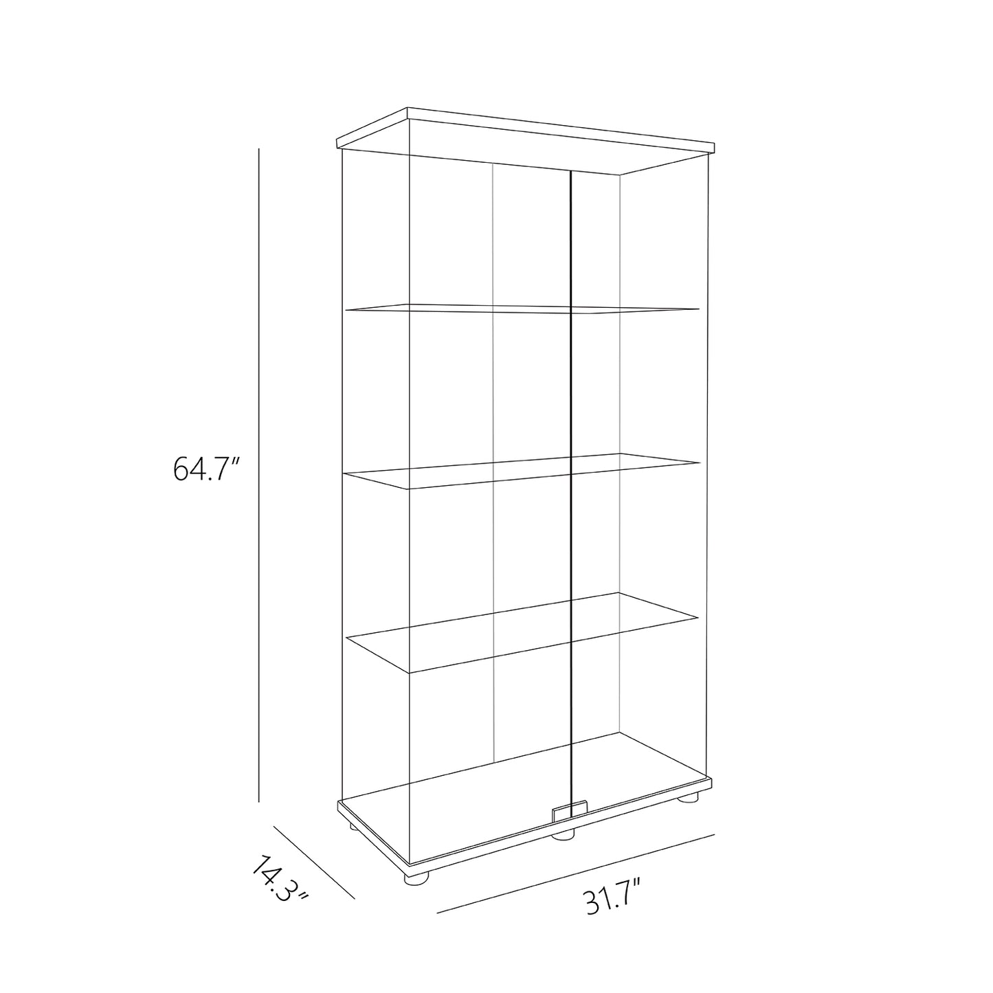 Two-door Glass Display Cabinet(4 Tiers)