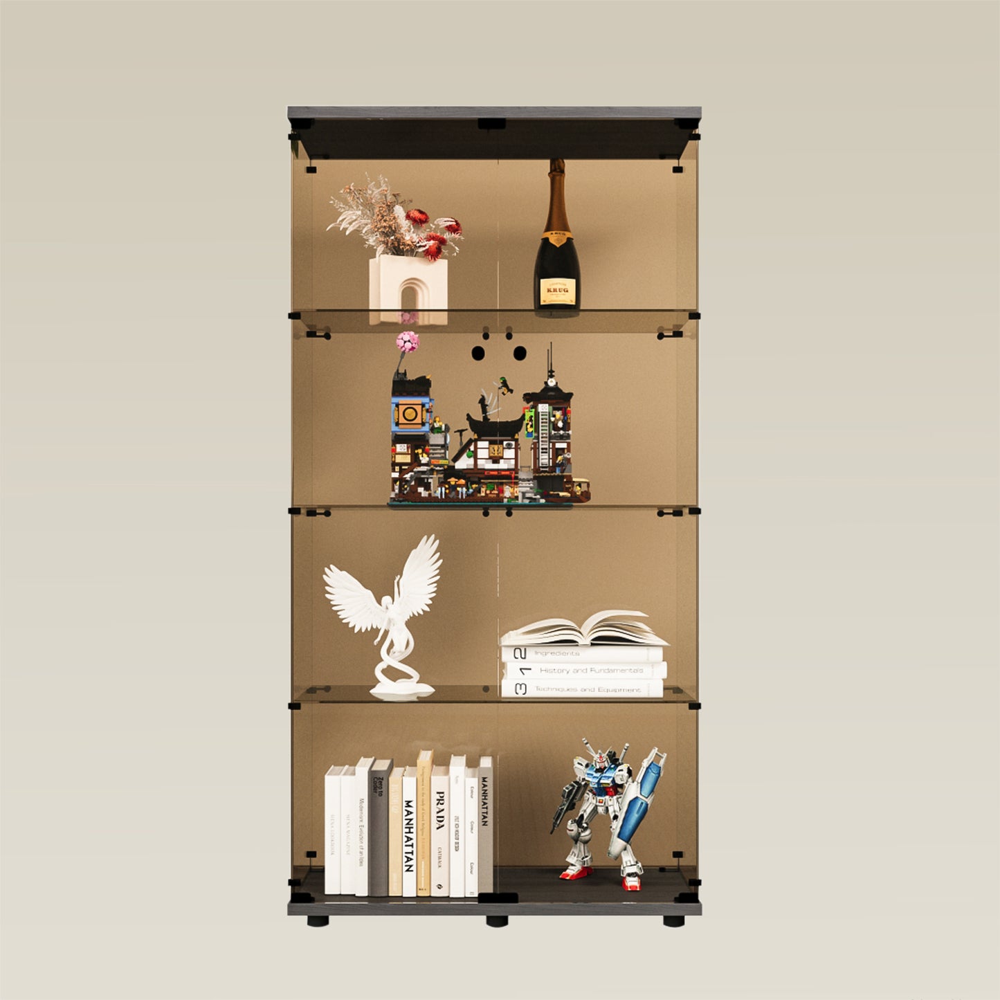Two-door Glass Display Cabinet(4 Tiers)