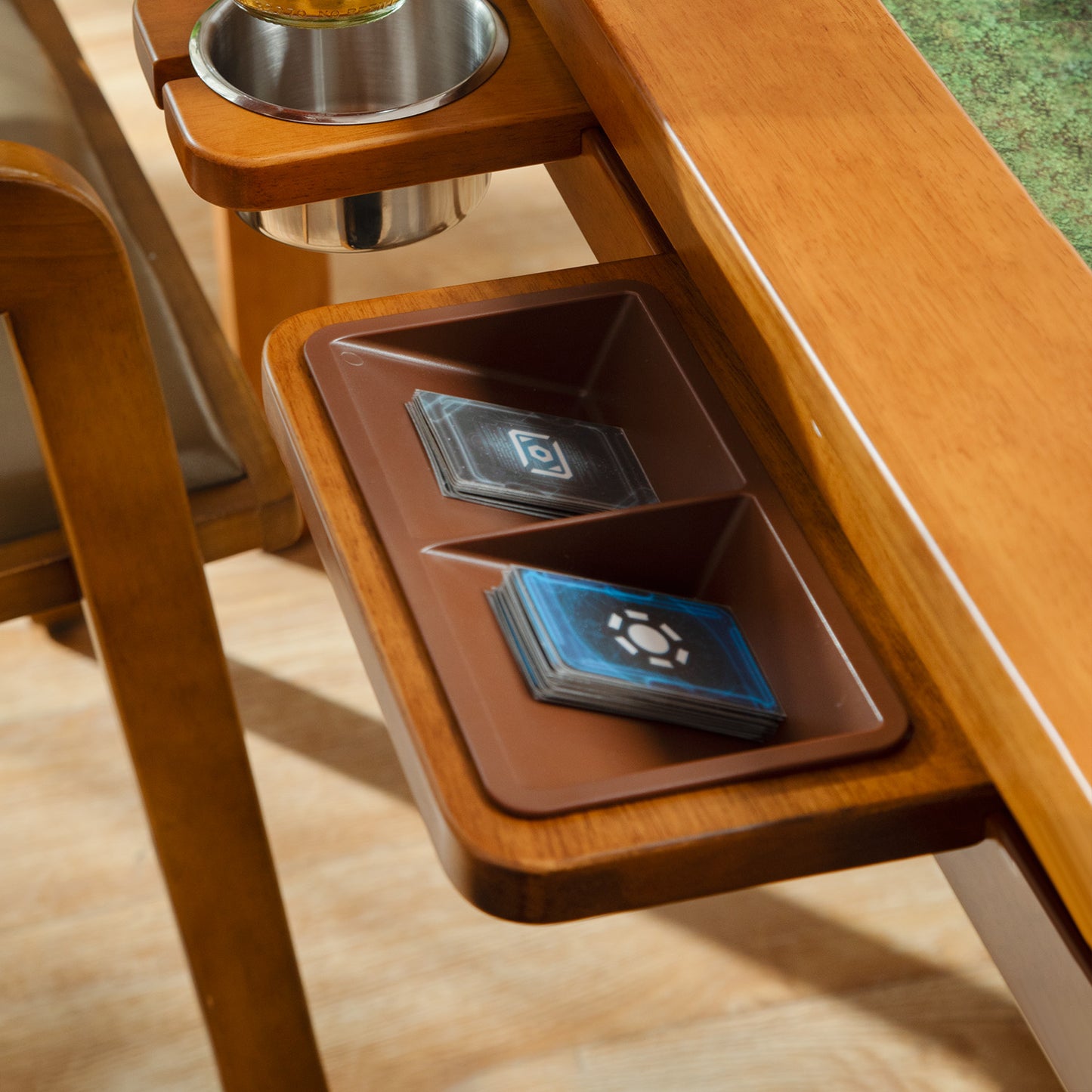 DECK AND DISCARD Holders for Wooden Table