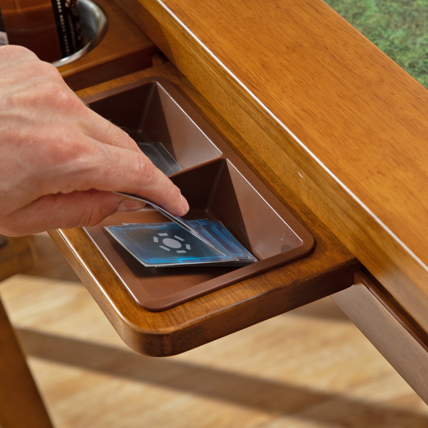 DECK AND DISCARD Holders for Wooden Table