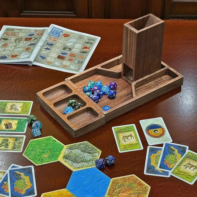 Wooden Magnetic Dice Tower with Tray| BoxKing Gaming
