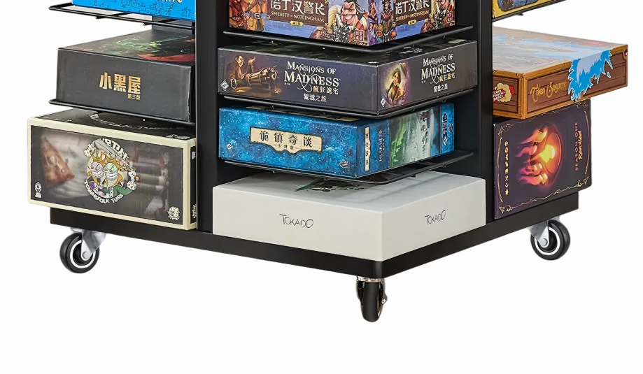 Board Game Storage Rack with Adjustable Shelves and Wheels – BoxKing
