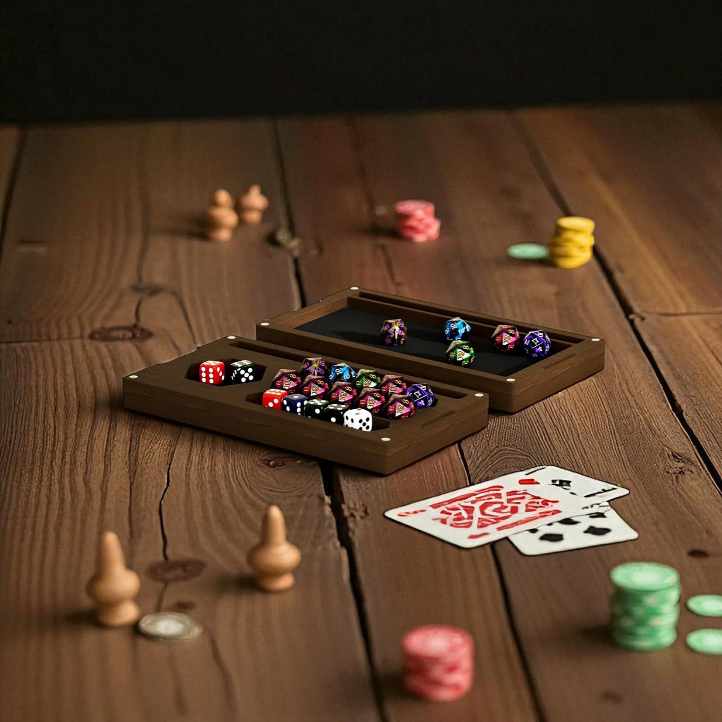 Dice Tray with Storage & Phone Stand