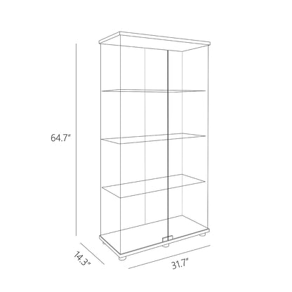Two-door Glass Display Cabinet(4 Tiers)