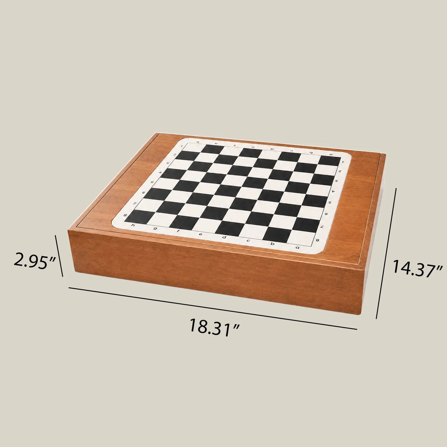 Wooden chess board storage box dimensions and compact tabletop design