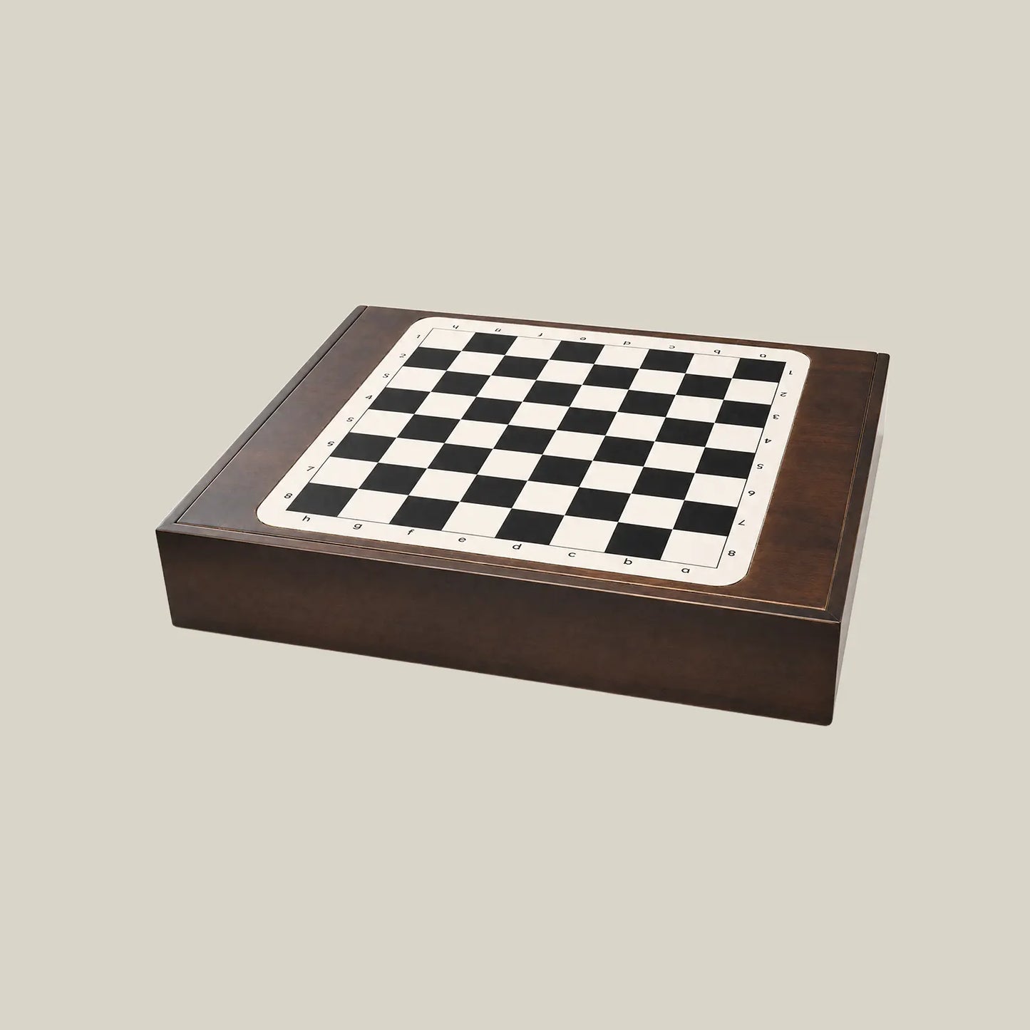 walnut wood chess board and game piece storage box