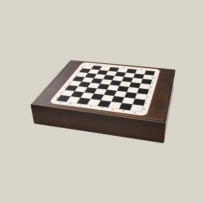 walnut wood chess board and game piece storage box