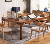 Wooden board game table in a modern home game room for tabletop gaming and game nights