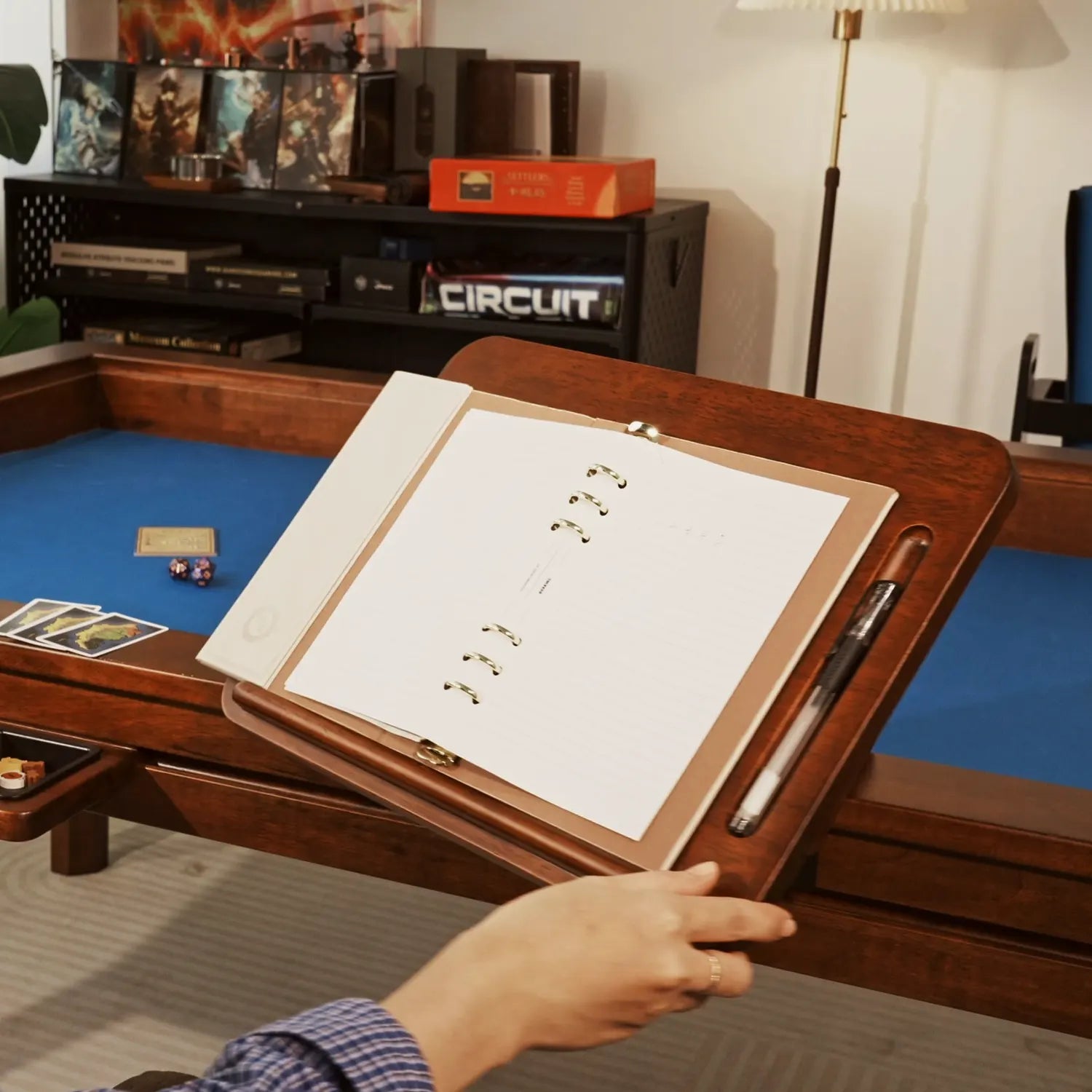 360-degree swivel side desk for tabletop gaming and RPGs