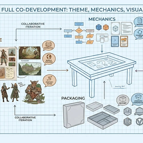 Full co-development: theme, mechanics,  visual design, packaging