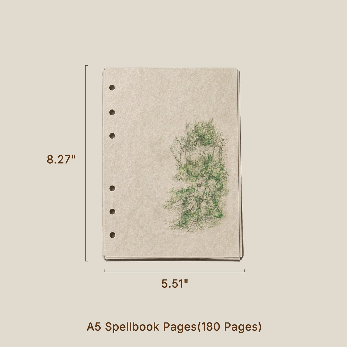 6-ring spellbook refill pages size