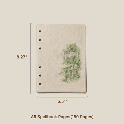6-ring spellbook refill pages size