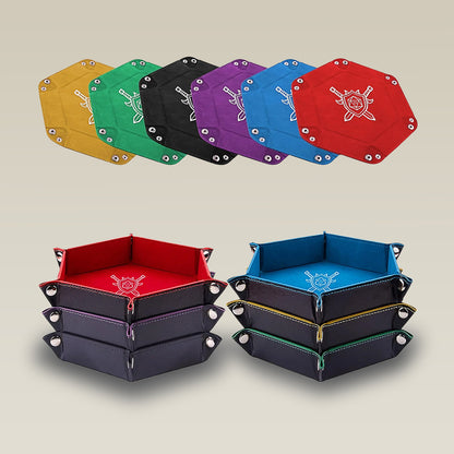 6× Folding Hexagon Dice Tray Set
