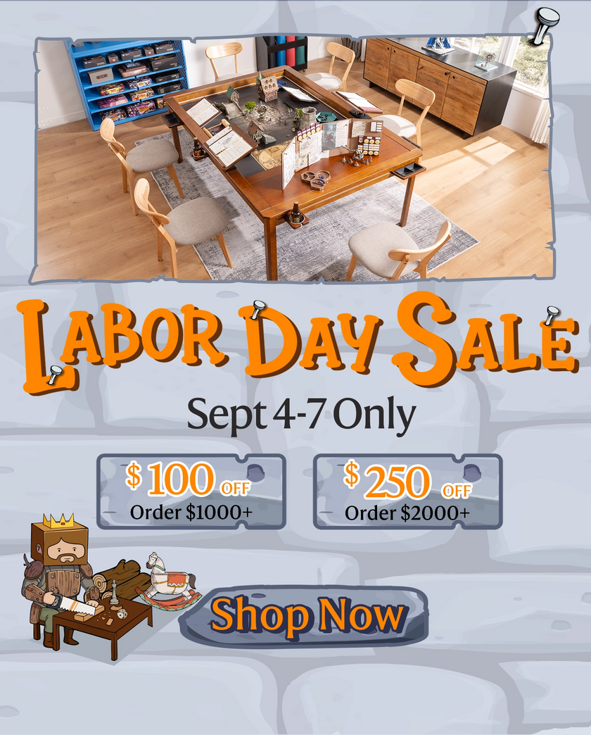 Labor Day Sale promotional banner for a wooden dining table and chairs set