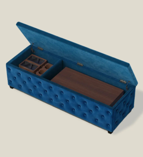 Blue gaming table bench