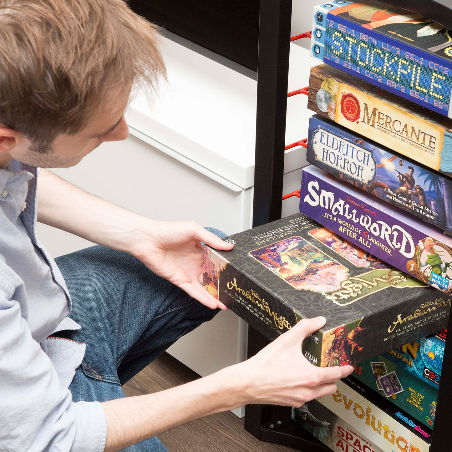 Boxthrone board game shelves black