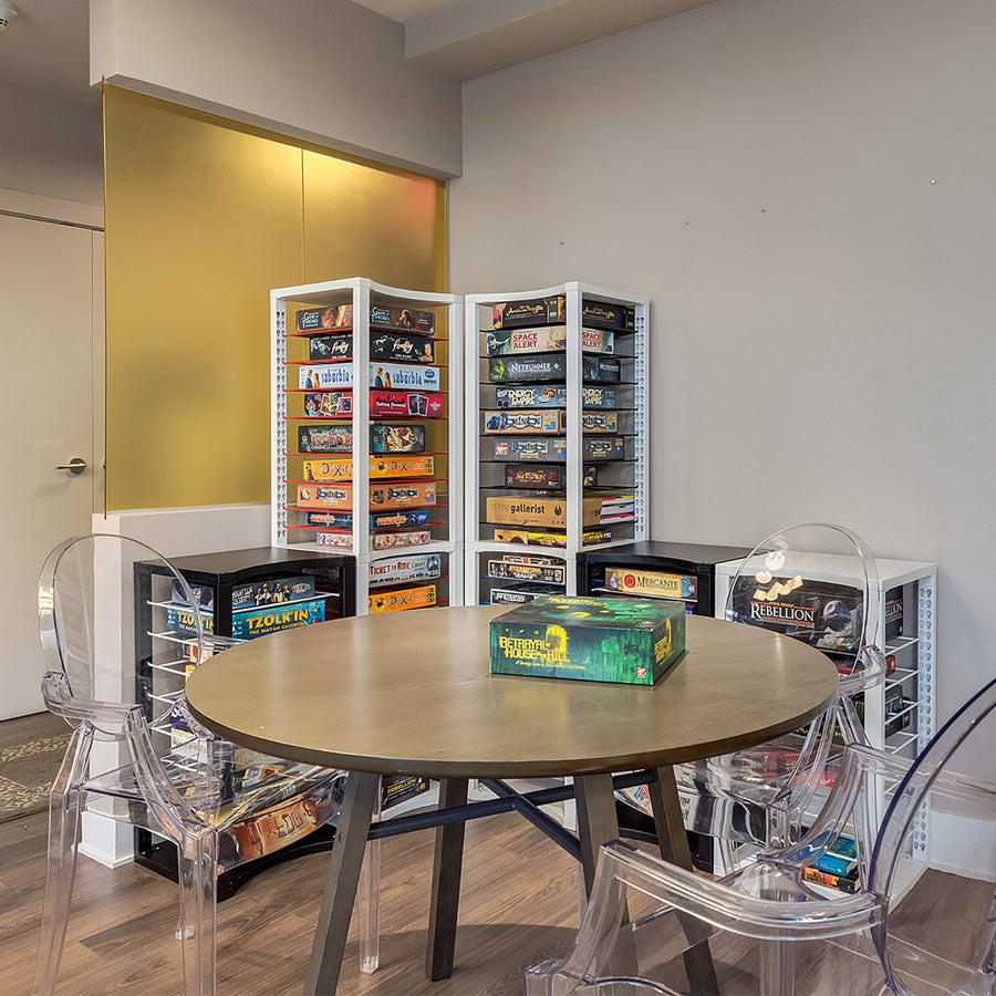 Boxthrone board game shelves white