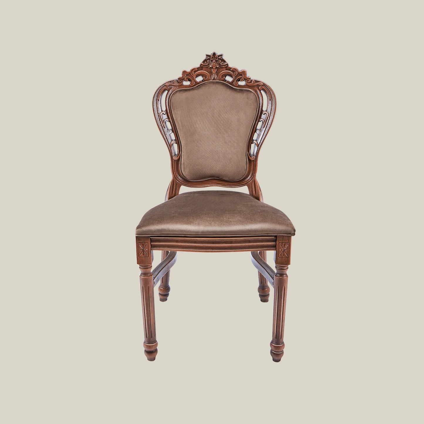 French Vintage Upholstered Dining Chair brown