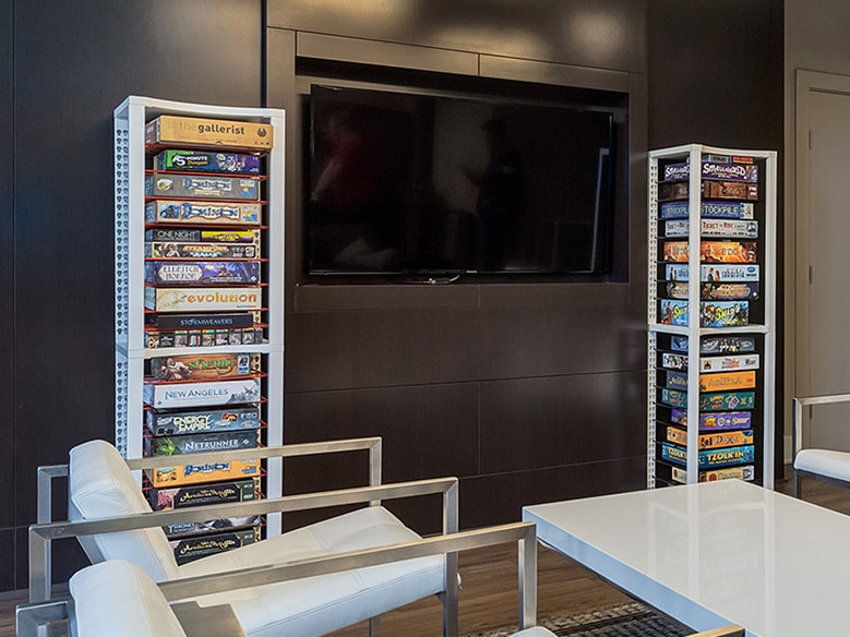 BoxThrone board game storage shelves for displaying and organizing tabletop games