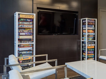 BoxThrone board game storage shelves for displaying and organizing tabletop games