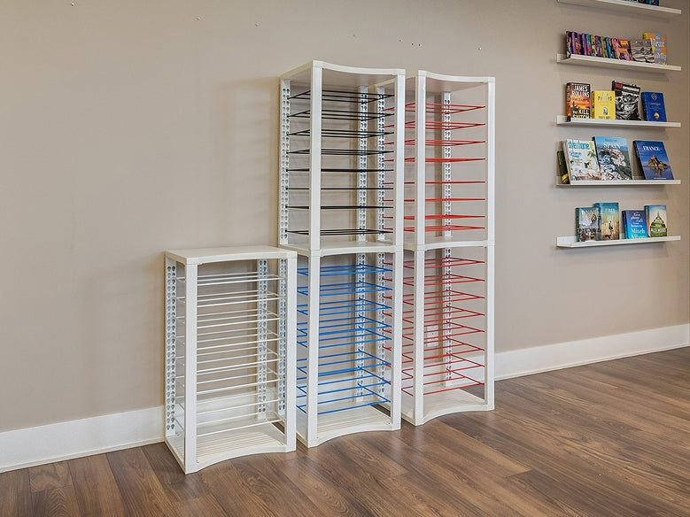 BoxThrone board game shelves for organizing and displaying a growing game collection