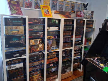 BoxThrone board game storage shelves for organizing a large board game collection