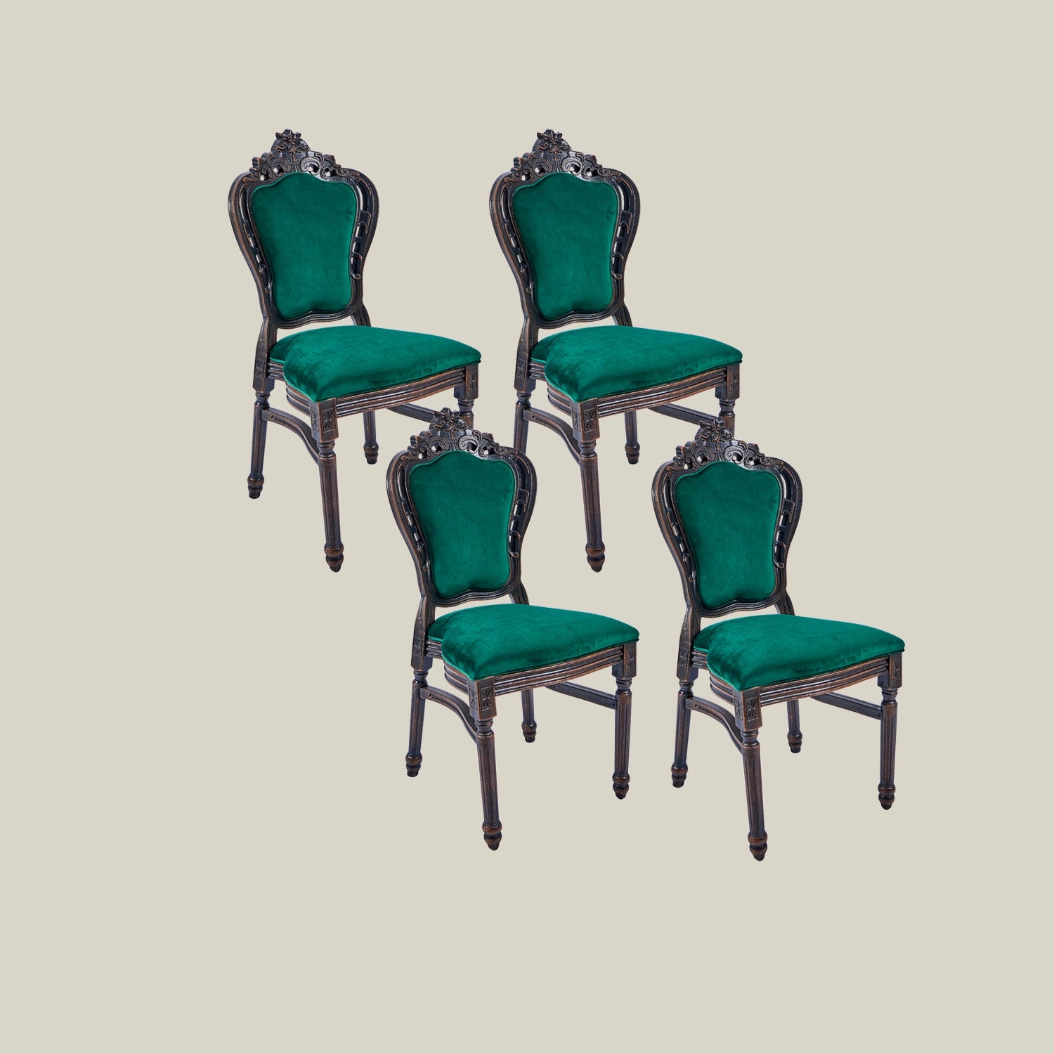 Green upholstered gaming chair set for board game and dining tables