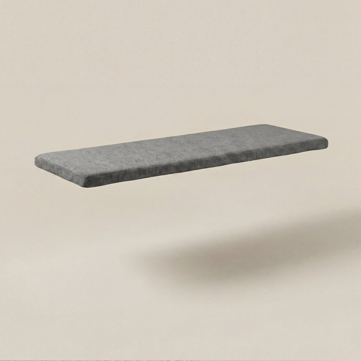 Grey cushion for solid wood storage bench