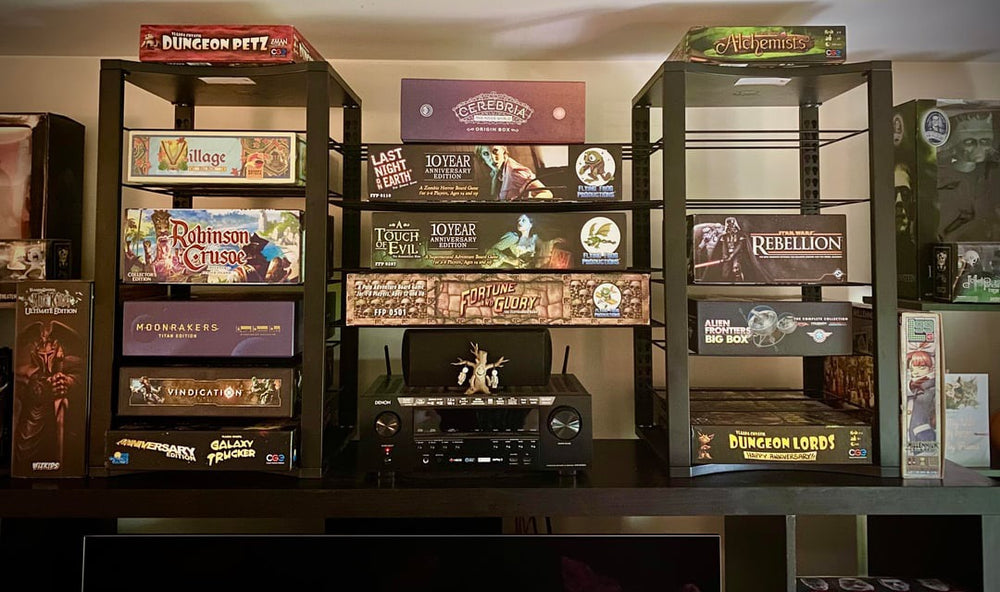 board game storage shelves for games, accessories and tabletop collections