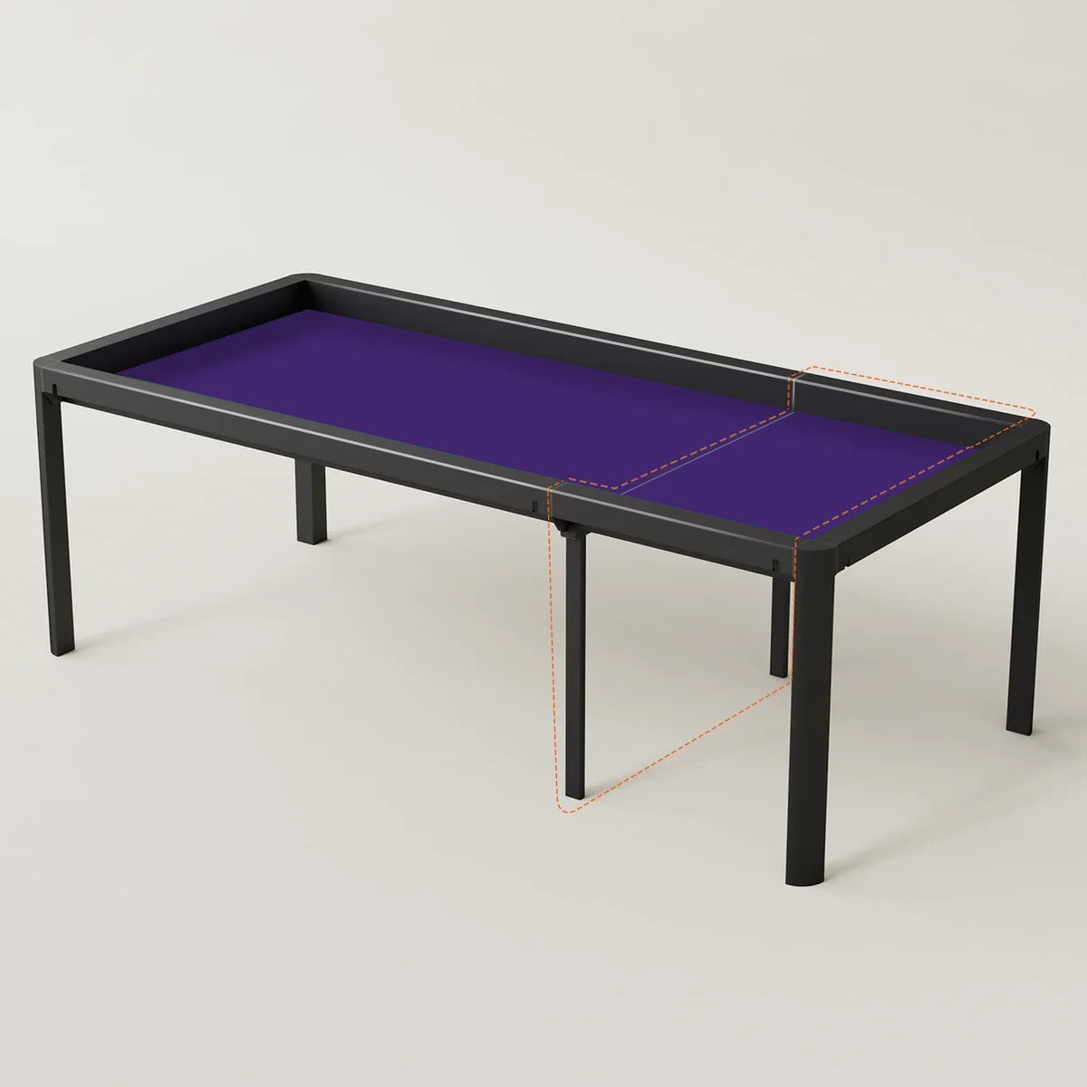 Ironside 2.0 board game table extension with Brilliant Black frame and Perfect Purple playmat