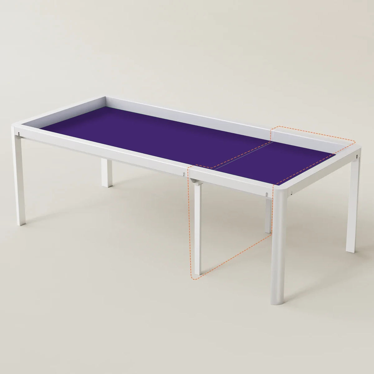 Ironside 2.0 board game table extension with Wondrous White frame and Perfect Purple playmat