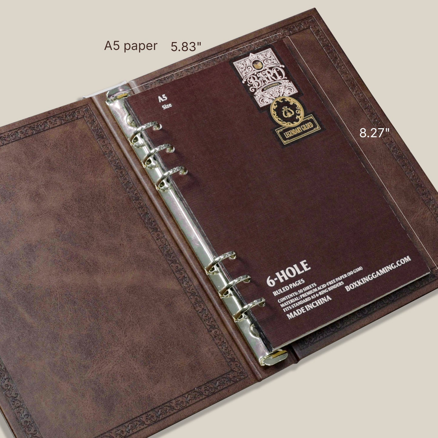 Legendary Gilded Ruled Pages  A5 6-Ring RPG Binder Refills