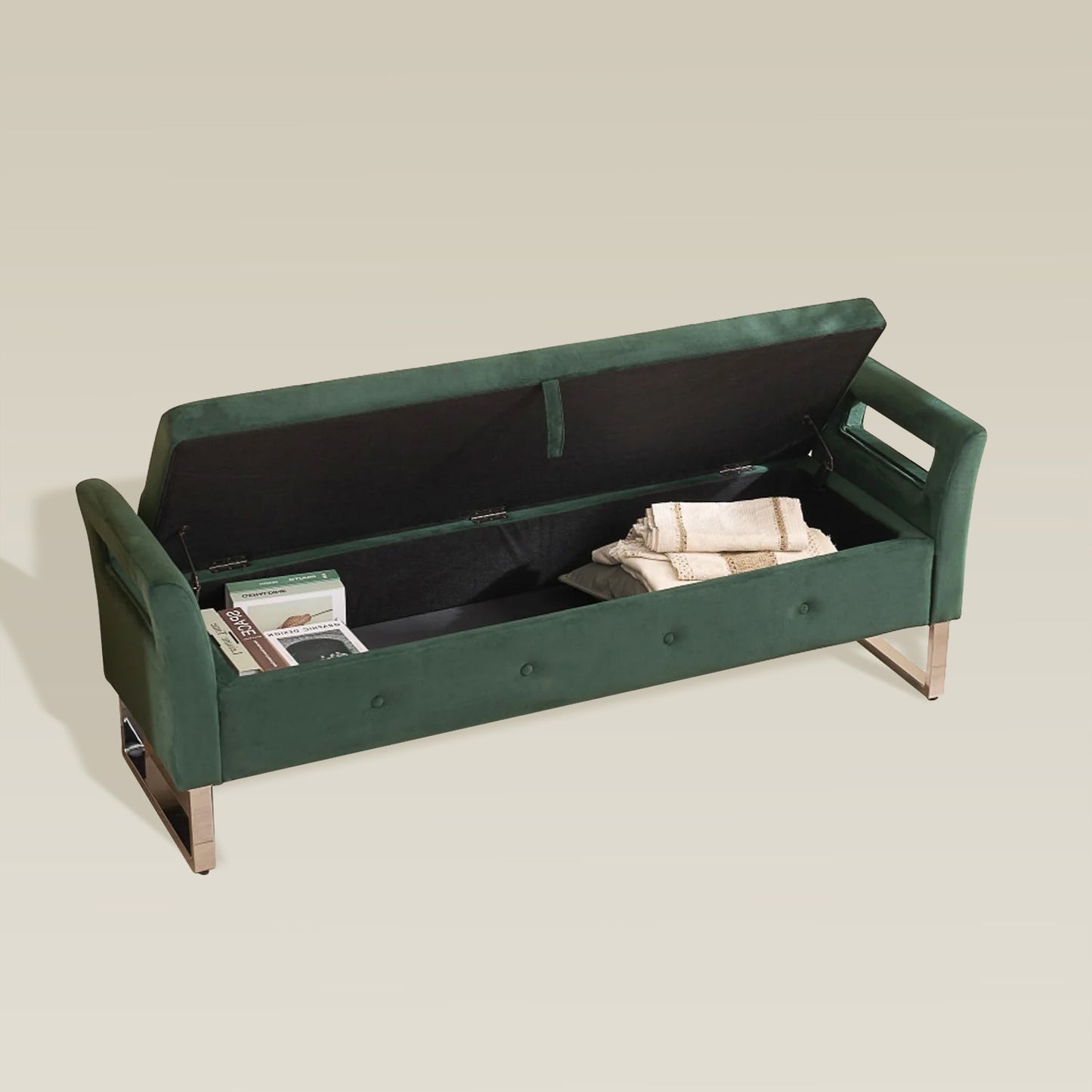 velvet-armrest-storage-bench