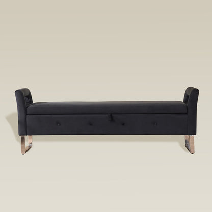velvet-armrest-storage-bench