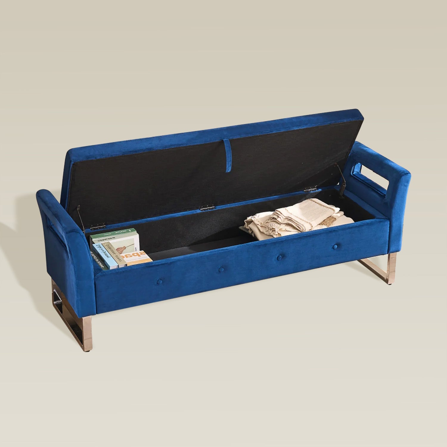 velvet-armrest-storage-bench