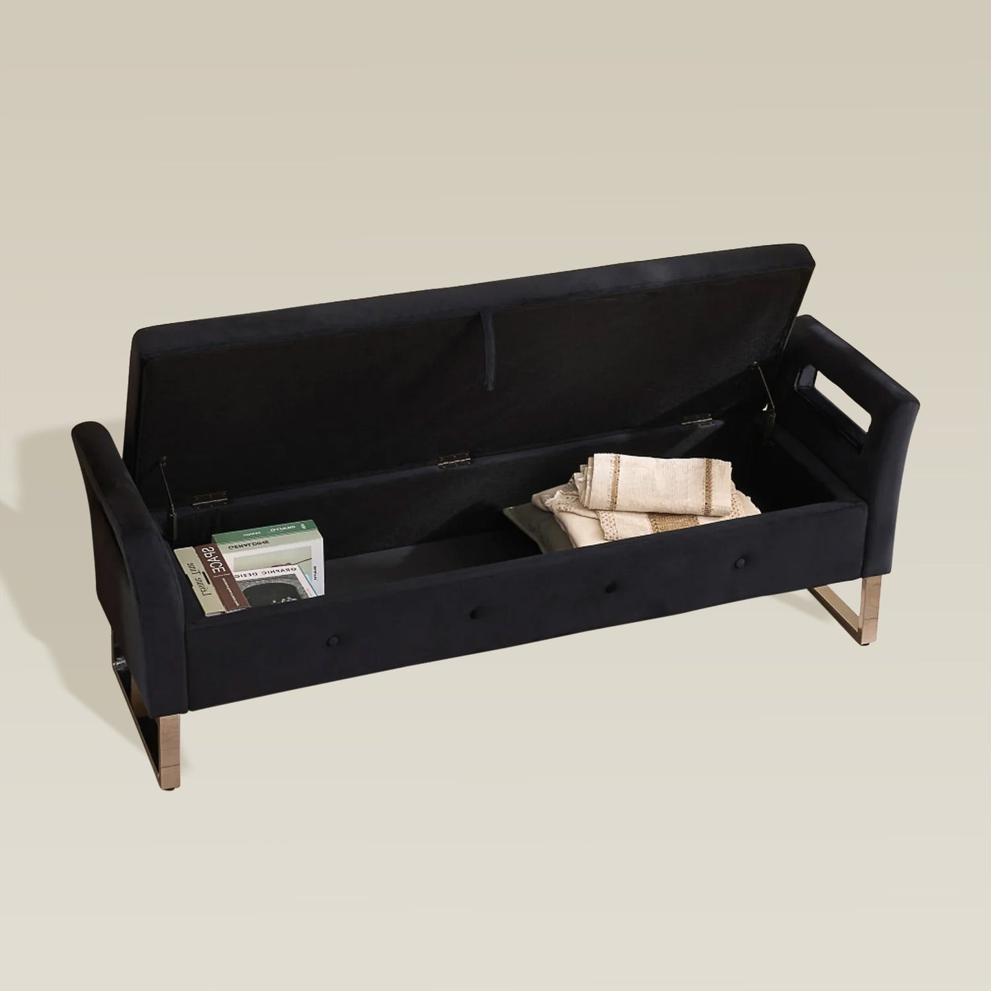 velvet-armrest-storage-bench