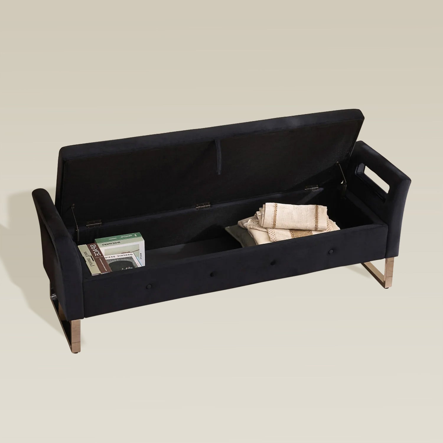 velvet-armrest-storage-bench