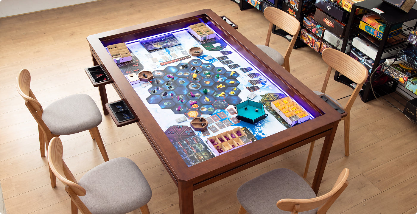 gaming table setup for board games and tabletop entertainment