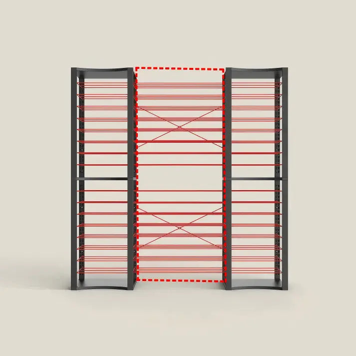 Red BoxDuke board game storage shelves for organizing and displaying game collections