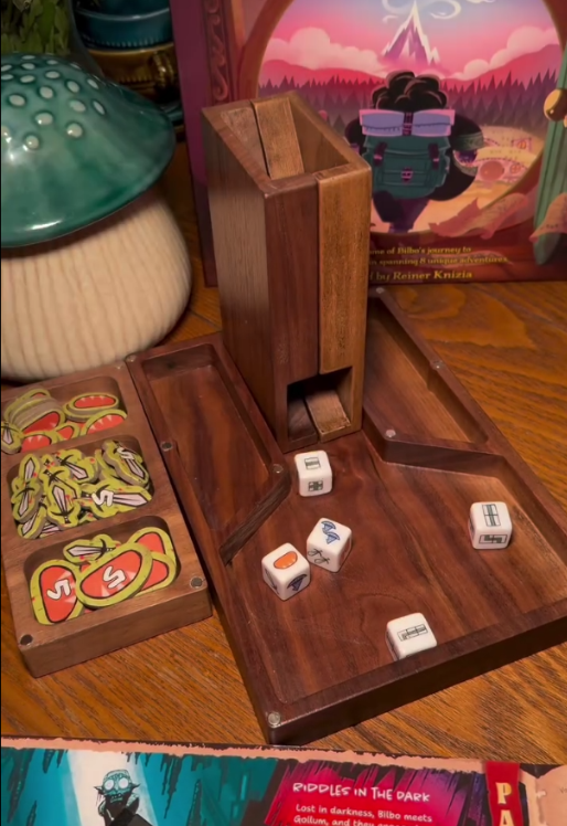 Wooden Magnetic Dice Tower with Tray
