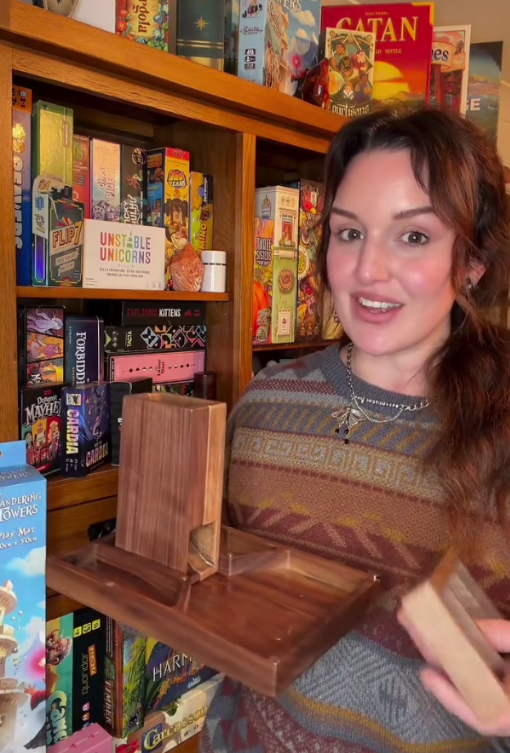 Wooden Magnetic Dice Tower with Tray