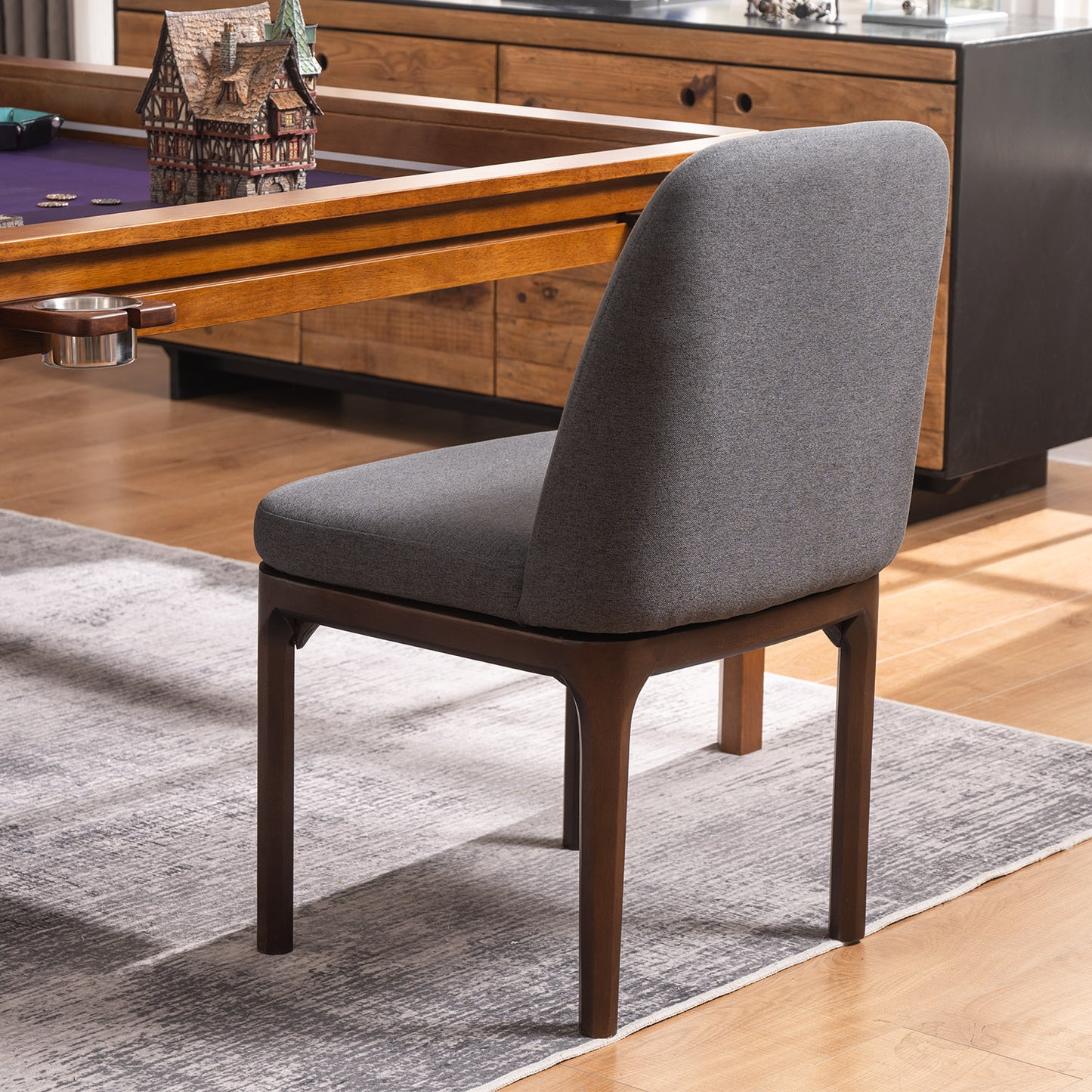 Solid Rubberwood Dining Chair with Linen Upholstery