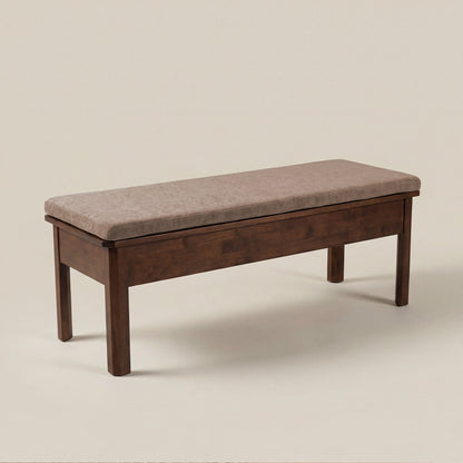 Brown cushion for solid wood storage bench