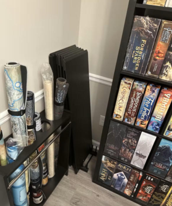 Board Game Tabletop Storage Rack | Solid Rubberwood, Walnut