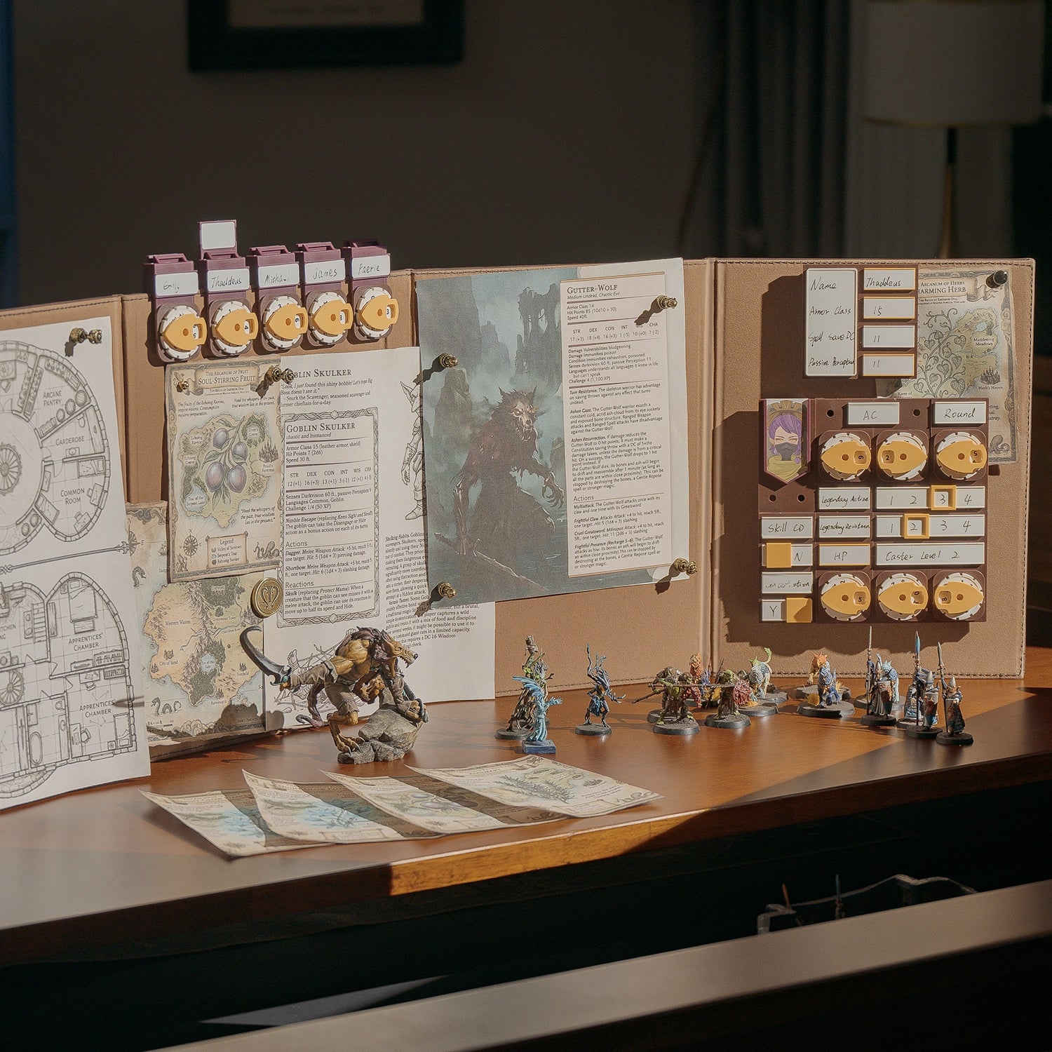 Tabletop RPG stat tracking panel in gameplay setup