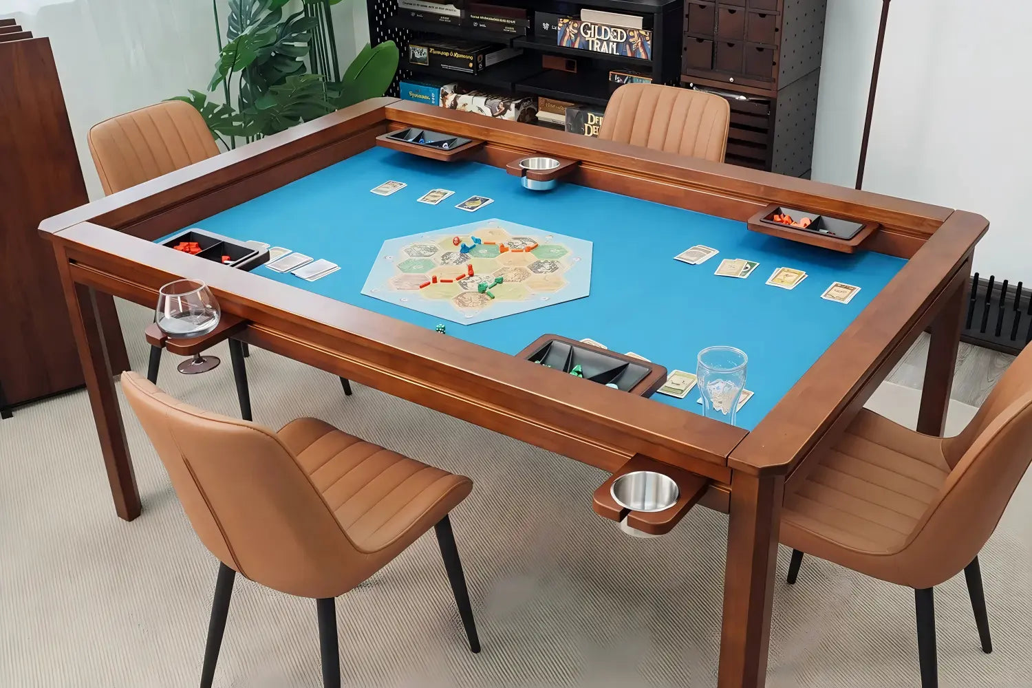 Upgraded Kingswood 3×5 board game table with recessed gaming vault