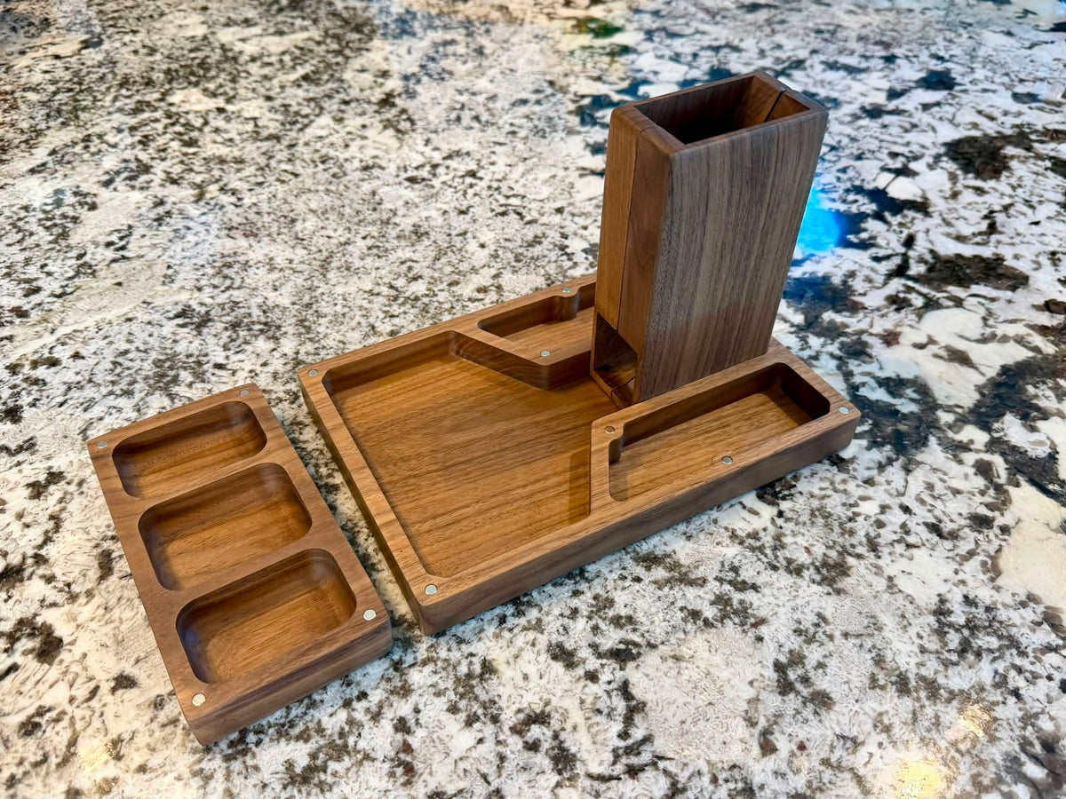 Wooden Magnetic Dice Tower with Tray