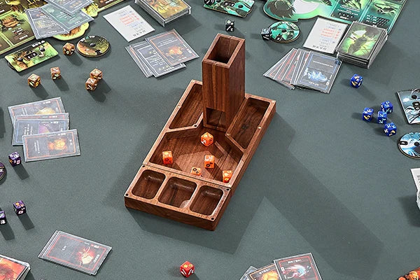 Wooden Magnetic Dice Tower with Tray