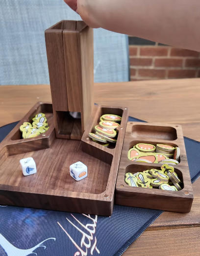 Wooden Magnetic Dice Tower with Tray