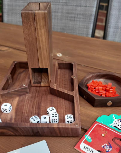 Wooden Magnetic Dice Tower with Tray